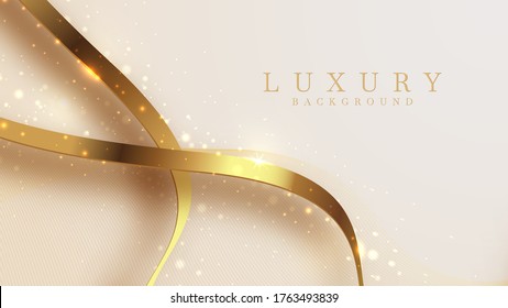 Luxury golden line background mustard shades in 3d abstract style. Illustration from vector about modern template deluxe design.