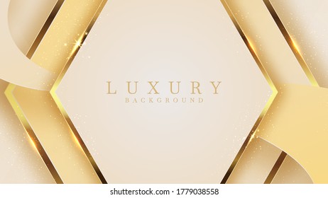 Luxury golden line background mustard shades in 3d abstract style. Illustration from vector about modern template deluxe design.