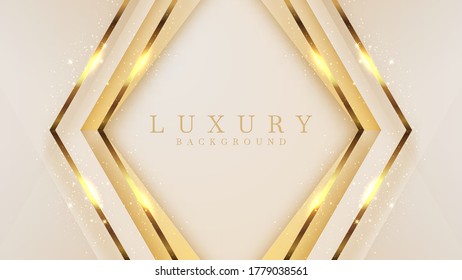 Luxury golden line background mustard shades in 3d abstract style. Illustration from vector about modern template deluxe design.