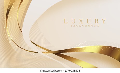 Luxury golden line background mustard shades in 3d abstract style. Illustration from vector about modern template deluxe design.