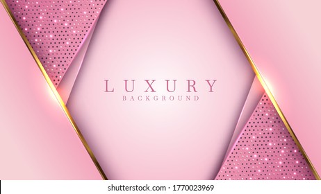 Luxury golden line background pink and purple shades in 3d abstract style. Illustration from vector about modern template deluxe design.