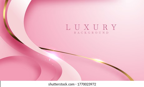 Luxury golden line background pink   purple shades in 3d abstract style  Illustration from vector about modern template deluxe design 