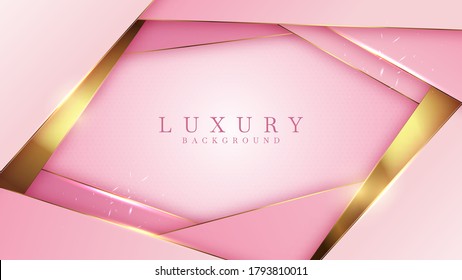 Luxury golden line background pink and purple shades in 3d abstract style. Illustration from vector about modern template deluxe design.