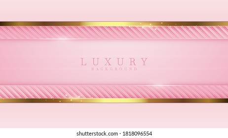 Luxury golden line background pink shades in 3d abstract style. Illustration from vector about modern template deluxe design.