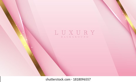 Luxury golden line background pink shades in 3d abstract style. Illustration from vector about modern template deluxe design.