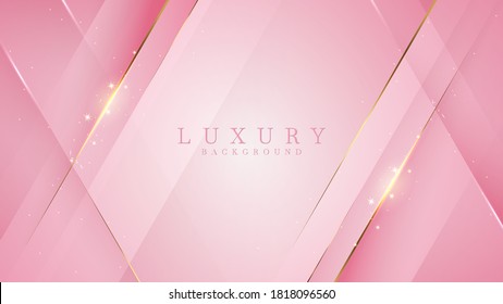 Luxury golden line background pink shades in 3d abstract style. Illustration from vector about modern template deluxe design. - Shutterstock ID 1818096560