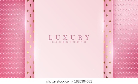 Luxury golden line background pink shades in 3d abstract style. Illustration from vector about modern template deluxe design.