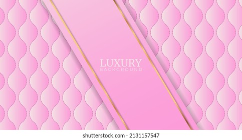 Luxury golden line background pink shades in 3d abstract style  Modern template deluxe design  Upholstery quilted background  Pink leather texture sofa backdrop  Vector illustration
