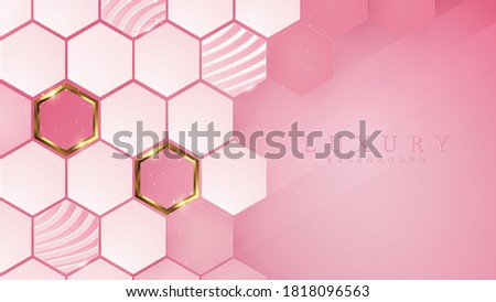 Luxury golden line background pink shades in 3d abstract style. Illustration from vector about modern template deluxe design.