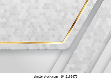 Luxury golden line background white and gray shades in 3d abstract style
