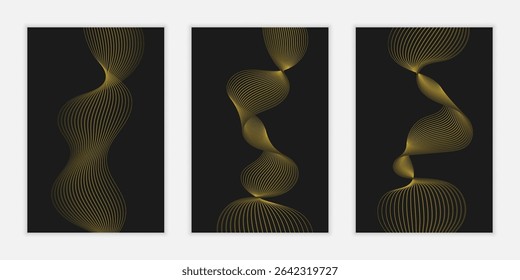 Luxury Golden Line Wave Seamless Background. Editable Vector Background