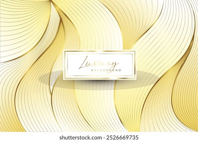 Luxury golden line waves curved background