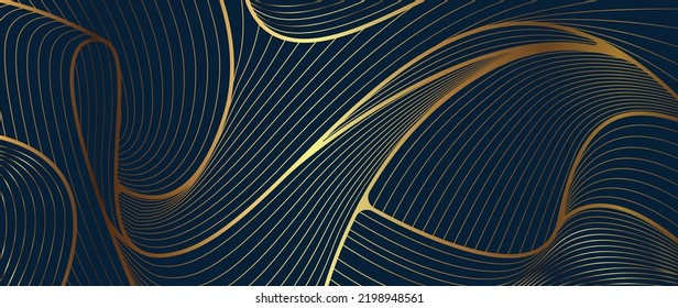 Luxury golden linear background. Art Deco Pattern, Linear wave background texture for print, fabric, packaging design, invite.
