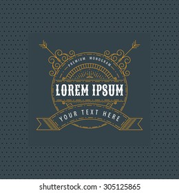 luxury golden linear monogram minimal geometric vintage hipster   vector frame , template for your  logo badge,label or crest