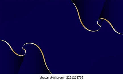 Luxury golden lines on blue background.  elegant realistic 3d style.  Vector illustration