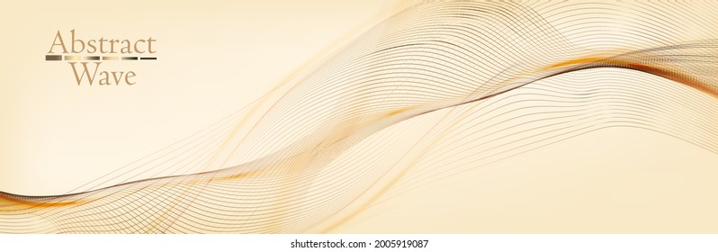 luxury golden lines and waves. golden wave with shadow and shine. luxury banner suitable for cover, magazine. vector illustration