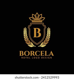 Luxury golden logo design B letter logo design Crown logo design 