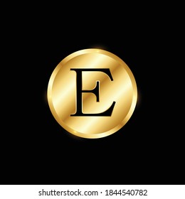 Luxury Golden Logo Design For Letter E.