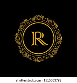 Luxury golden logo template initial letter R