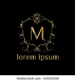 Luxury golden logo template vector. Letter M monogram