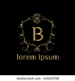 Luxury golden logo template vector. Letter B monogram