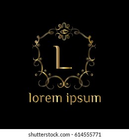 Luxury golden logo template vector. Letter L monogram