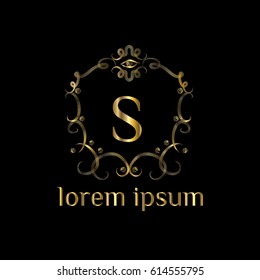 Luxury golden logo template vector. Letter S monogram