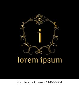 Luxury golden logo template vector. Letter i monogram