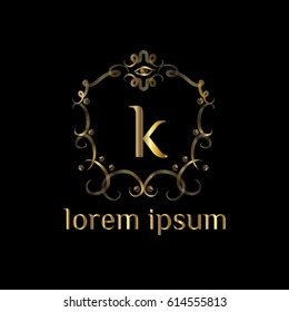 Luxury golden logo template vector. Letter k monogram