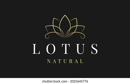 luxury golden lotus flower feminine logo design vector for salon jewelry spa and massage