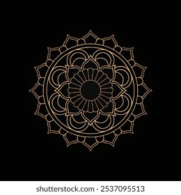 Fondo de lujo de patrón decorativo de mandala dorado.
Un diseño de Vector Golden Mandala presenta un patrón intrincado y simétrico en ricos tonos dorados, que simboliza el equilibrio y la unidad, perfecto para la espiritualidad 