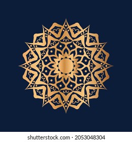 Luxury golden mandala design in hand drawn floral style for wedding invitation