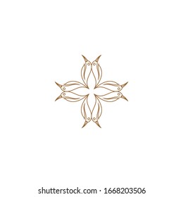 Luxury Golden mandala icon logo design template with floral-leaf ornament