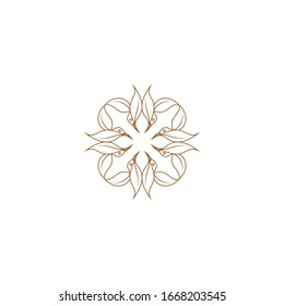 Luxury Golden mandala icon logo design template with floral-leaf ornament