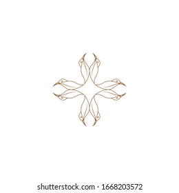 Luxury Golden mandala icon logo design template with floral-leaf ornament