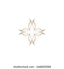 Luxury Golden mandala icon logo design template with floral-leaf ornament