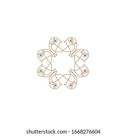 Luxury Golden mandala icon logo design template with floral-leaf-bird ornament Vector set of logo design templates - abstract symbols in ornamental arabic style - emblems for luxury products, hotels, 
