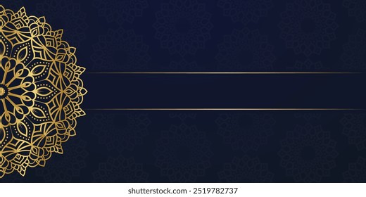 luxury golden mandala for Indian wedding invitation card template design Islamic Arabic gold mandala ornament blue background, Design for invitation, wedding card, Diwali, decoration.