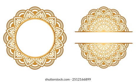 Luxo Dourado Mandala Islâmico Convite Cartão De Casamento Fundo Ouro Vintage Título Quadro Com Mandala Islâmico Convite Cartão De Casamento Ou Ramadã Kareem Festival