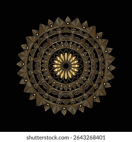 Luxury Golden Mandala on Black Background

