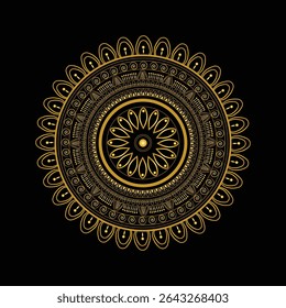 Luxury Golden Mandala on Black Background

