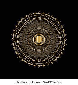 Luxury Golden Mandala on Black Background

