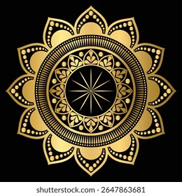 Luxury Golden Mandala on Black Background 