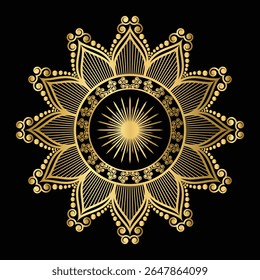 Luxury Golden Mandala on Black Background 