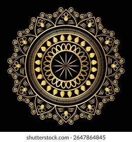 Luxury Golden Mandala on Black Background 