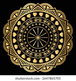 Luxury Golden Mandala on Black Background 