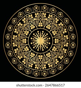 Luxury Golden Mandala on Black Background 