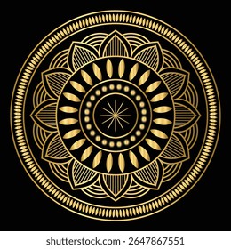 Luxury Golden Mandala on Black Background 