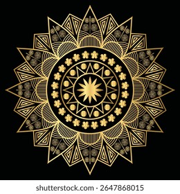 Luxury Golden Mandala on Black Background 