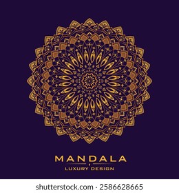 Luxury golden mandala on a dark background, perfect for decorative art, spiritual design, yoga, meditation, Indian motifs, bohemian style, ornamental patterns, Islamic art, and relaxation themes